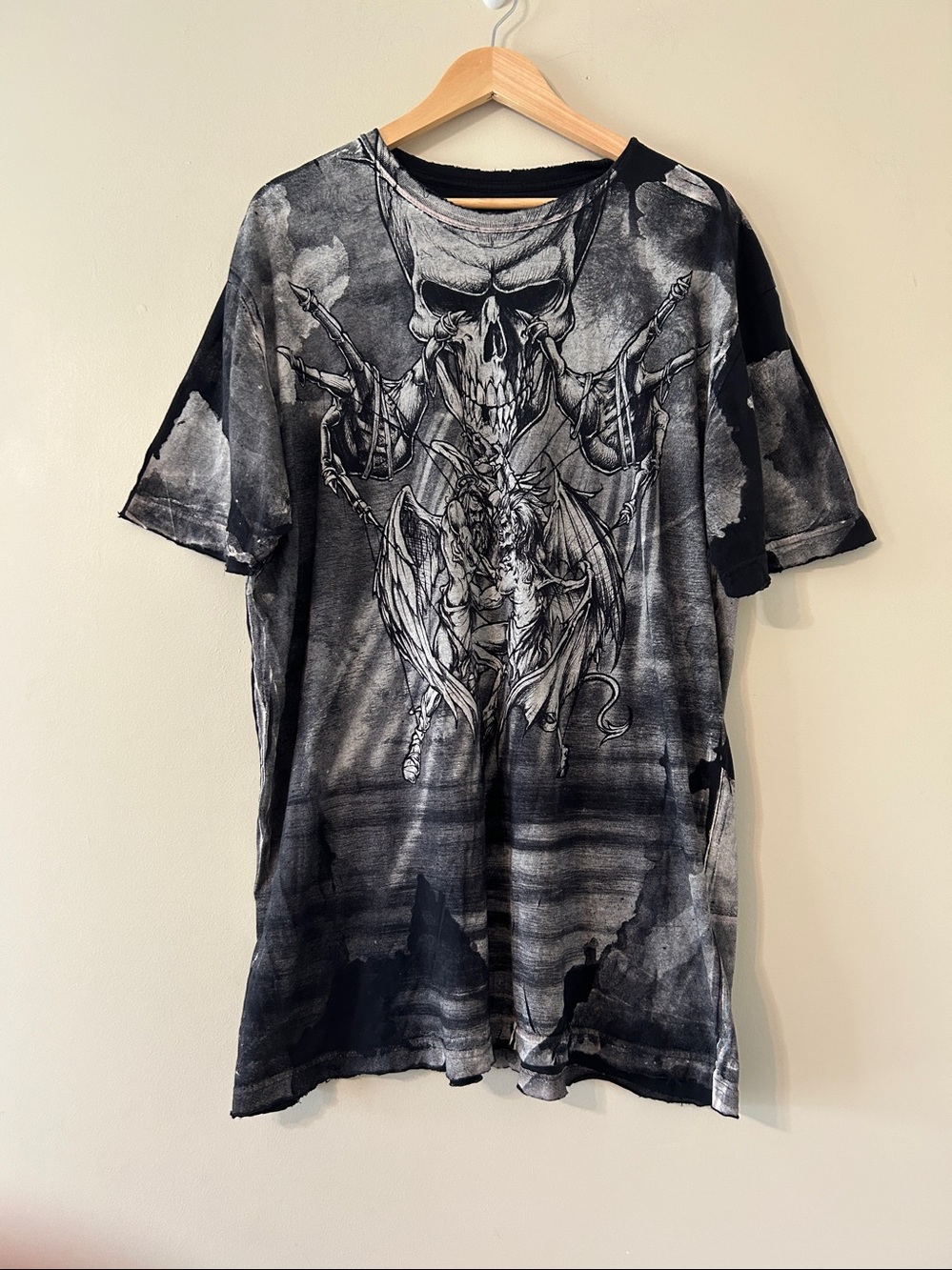 Affliction Black Puppet Master God Vs Devil Demon Shirt 3XL Y2K All Over Print